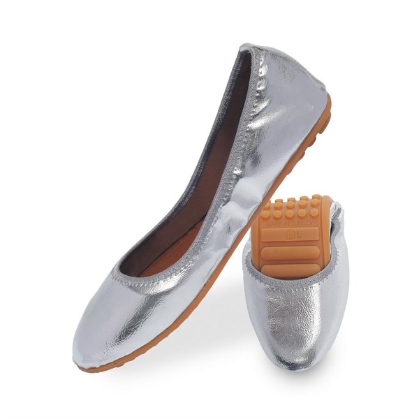 Rollbab Basic Gümüş Kadın Katlanabilir Babet Ayakkabı