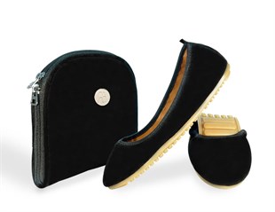 Rollbab Dark Velvet Kadın Babet Ayakkabı Çanta Set