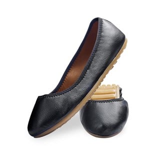 Rollbab Hematite Black Kadın Babet Ayakkabı