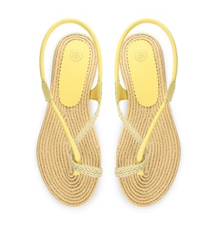 Rollbab Sarı Vegan Deri Kadın Sandalet